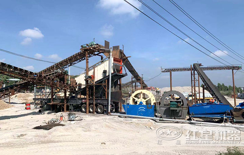 移动制砂机+洗砂+细砂回收生产线 移动制砂机+洗砂+细砂回收生产线